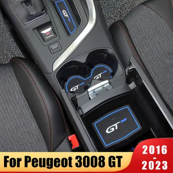Для Peugeot 3008 GT 2016-2020 2021 2022 2023 Резиновая Автомобильная Накладка Для Пазов Нескользящий Коврик для Чашек Противоскользящий Дверной Паз Коврик Аксессуары для интерьера