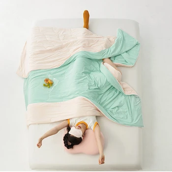 Домашнее одеяло из ледяного шелка, удобное дышащее охлаждающее одеяло с ворсом для спальни
