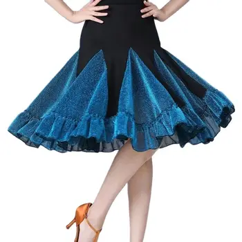 Женская танцевальная юбка для взрослых большой кисточкой латинский танец платье Sarsasamba плиссированные танго Чача сценический танец юбка юбка