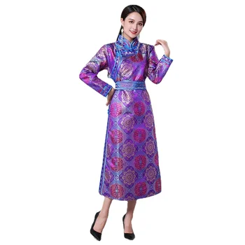 Женский монгольский костюм, винтажное платье для восточных меньшинств, традиционный монгольский халат, одежда для выступлений на сцене, танцев