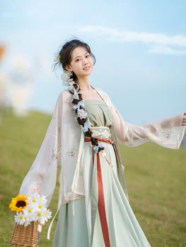 Женское китайское традиционное платье в восточном стиле Hanfu, костюм для косплея, древний комплект из 3 шт., элегантное платье феи, одежда для фотосъемки