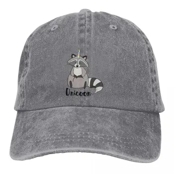 Забавный Енот с рога единорога джинсовые промывают мужская бейсбольная кепка дальнобойщик snapback шапки папа шляпа милые животные Гольф шляпы