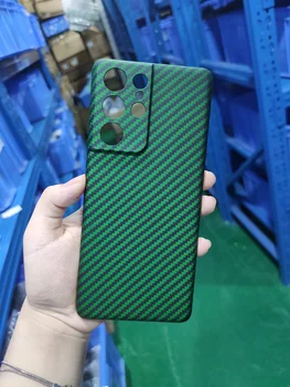 Зеленый Чехол из Углеродного волокна Для Samsung Galaxy S21 Ultra S21Ultra Защита камеры Ультратонкий Чехол Для телефона Galaxy S21 Ultra Cover