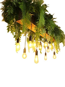 Индивидуальность Креативный Подвесной светильник для ресторана в саду Простой Пасторальный Промышленный стиль, Имитирующий Таверну, Люстра с зеленым растением