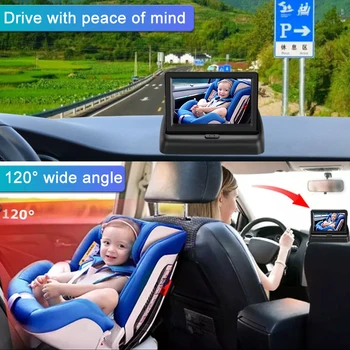Инфракрасное зеркало заднего сиденья автомобиля ночного видения Камера Безопасности Детский монитор заднего вида с 4,3-дюймовым экраном Автомобильные Аксессуары