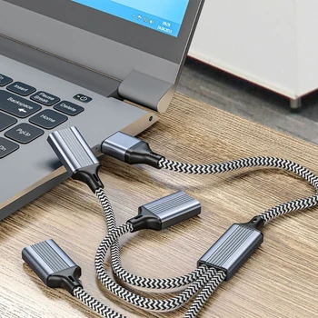 Кабель-разветвитель USB, Разъем удлинителя USB/Type C между мужчинами и 2/3 женщинами, Адаптер для разделения данных и зарядного устройства с USB-портом-концентратором