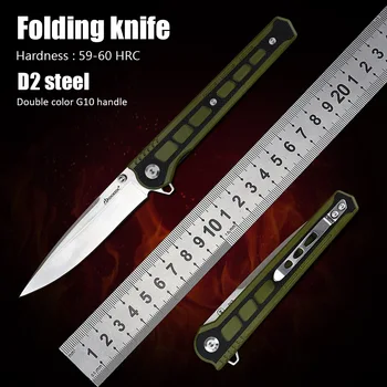 Карманные Ножи для выживания G10, Ручные инструменты EDC для Кемпинга, Складной Нож для самообороны D2