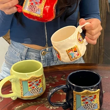 Керамическая кружка Nordic ins керамическая чашка в рамке с ручной росписью Memphis ceramic cup пара подарочных кофейных чашек
