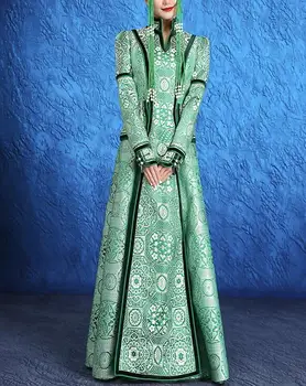 Китайско-монгольское женское платье Традиционный сценический фестиваль этнический жаккард