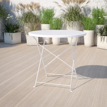 Коммерческий 30-дюймовый Круглый Белый Складной столик для внутреннего и Наружного использования из стали
