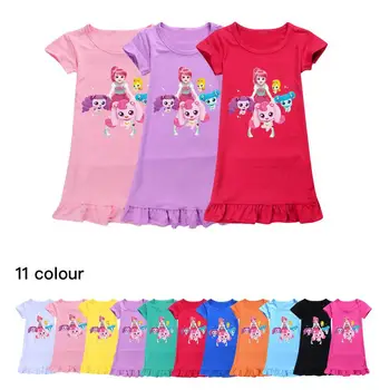Корейская одежда для подростков, Детская летняя пижама, платье, Ночная рубашка с короткими рукавами для маленьких девочек, Детская Домашняя одежда для сна с героями мультфильмов