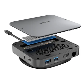 Корпус SSD Unitek M2 с Двойным протоколом NVMe SATA Type-C для PD 100 Вт USB 3,2 RJ45 HDMI 4K SD Micro SD Card Reader Для iPhone MacBook Pro