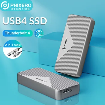 Корпус твердотельного накопителя PHIXERO USB4 NVMe 40 Гбит/с PCIe3.0x4 Алюминиевый корпус M.2 SSD, совместимый с Thunderbolt 3 4 USB3.2 USB 3.1 3.0 Type-C