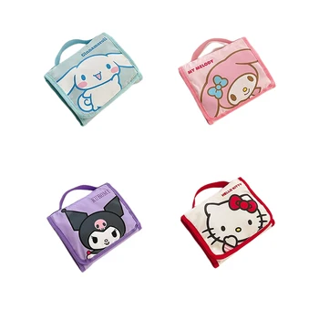 Косметичка Sanrio Hello Kitty Kuromi My Melody, большая вместительная косметичка для макияжа в кавайном стиле, милая сумочка для хранения, портативный подарок с принтом для девочки