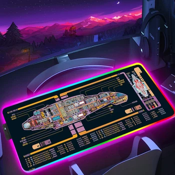 Космический корабль, коврик для мыши с HD принтом, RGB Игровой коврик для мыши, Геймерский фиксирующий край, компьютерный коврик для мыши, светодиодный большой резиновый коврик для клавиатуры, художественный ковер