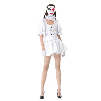 Костюм куклы-призрака на Хэллоуин Экспортируется в Японию на сцену, Маскарад, Косплей, Белый костюм клоуна