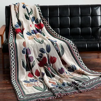 Креативное покрывало для дивана для младенцев в стиле ретро, Старая многофункциональная линия, Дизайн в виде тюльпана, Коврики для пола, простроченное Одеяло для путешествий в самолете