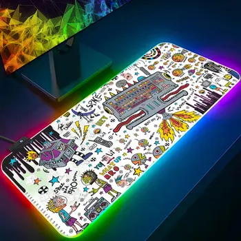 Креативный Граффити RGB Pc Gamer Клавиатура Коврик для Мыши Коврик для Мыши светодиодные Светящиеся Коврики для мыши Резиновый Коврик для игрового компьютера