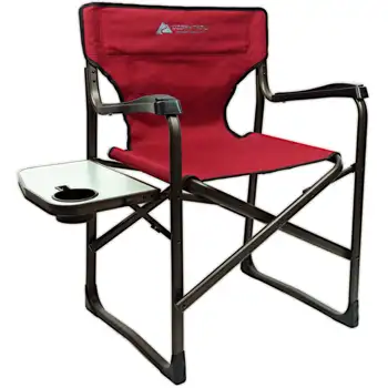 Кресло директора для кемпинга - красное с приставным столиком - Удобное и практичное кресло для кемпинга