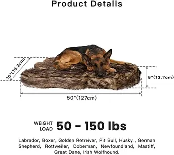 Кровать для собаки из искусственного Меха, Ультра Мягкая Ортопедическая кровать для собаки из пены с эффектом памяти толщиной 5 дюймов с чехлом из искусственного Меха, Плюшевый коврик для щенка со съемным