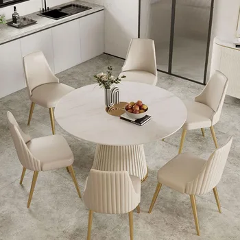 Круглый Обеденный стол из высококачественной Каменной плиты, Роскошная комбинация обеденного стола и стула, Минималистичная мебель для дома gy50cz