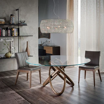 Круглый стол Nordic quiet wind из массива дерева прямоугольный современный простой маленький семейный дизайнерский стол из закаленного стекла