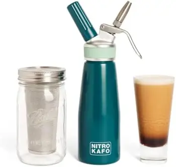 Кулинарные изделия (ICO) NITRO KAFO 1L Nitro Coffee Maker, Алюминиевая Нитро-Кофеварка холодного приготовления со специальной нитродиффузорной насадкой