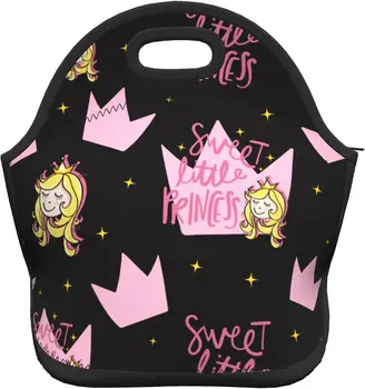 Ланч-бокс Sweet Princess Crown Star Изолированная неопреновая сумка для ланча для школьной работы, пикника, легкие сумки для приготовления еды