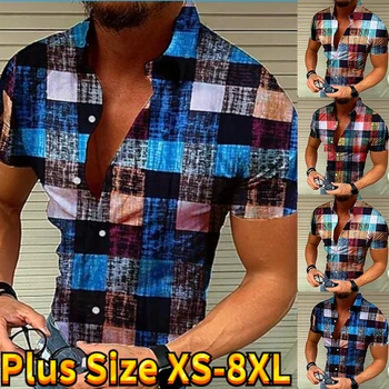 Летняя Мужская рубашка с 3D Принтом 2023, Мужская Праздничная Пляжная Футболка с коротким рукавом, Мужская Модная Рубашка с отворотом, Гавайская рубашка