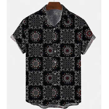 Летняя мужская рубашка с 3D принтом тотема, Мужская одежда в клетку, Модная уличная толстовка, Свободная рубашка оверсайз 2023, Гавайские топы, футболка