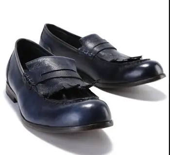 Лоферы в английском стиле в стиле ретро, мужская обувь с кисточками, мужская обувь ручной работы из натуральной кожи, высококачественная повседневная мужская обувь на резинке