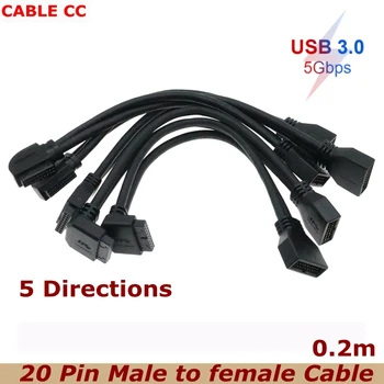 Лучшее качество Шасси Передний Локоть 90 Градусов 20Pin Удлинительный кабель Материнская плата F-USB3.0 pin IDC от мужчины к женщине M/F Кабель для передачи данных