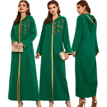 Марокканский Кафтан Женский Халат с капюшоном Абая Джилбаб Мусульманское Длинное платье Макси Арабское Платье Индийское платье Женское