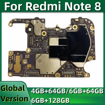 Материнская плата для Xiaomi Redmi Note 8, Разблокированная Материнская плата, 64 ГБ, 128 ГБ, Глобальная встроенная память, 100% Оригинальная логическая плата с полноценными чипами