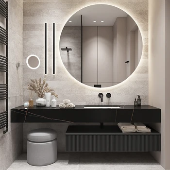 Мебель для ванной комнаты из шифера XinHang, Встроенный умывальник, Комбинированный умывальник для мытья Посуды, Шкаф из массива дерева, Элегантный свет, роскошь