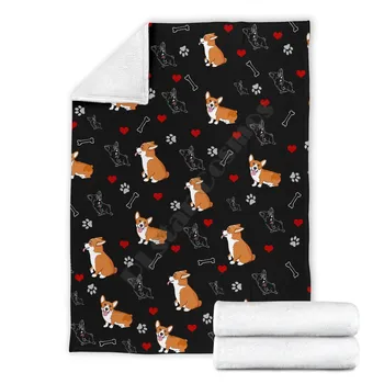 Милое флисовое одеяло с рисунком корги, подарок любителю собак, Одеяло с 3D принтом wearwanta, Флисовое одеяло для взрослых/детей, Шерп-одеяло