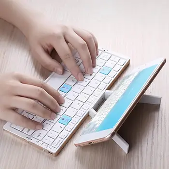 Мини-складная Беспроводная клавиатура Bluetooth для планшетов и телефонов, корпус из алюминиевого сплава с прорезью, портативная и легкая X6Z6