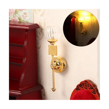 Миниатюрный Кукольный Домик 1: 12, Мини-Настенный светильник, Светодиодная лампа, Модель мебели, Аксессуары для кукольного домика