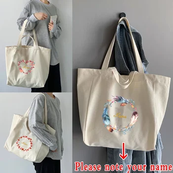 Многоразовая сумка для покупок с индивидуальным названием, Большой размер, портативная сумка через плечо, женские сумки, Складная сумка для покупок