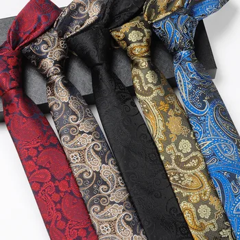 Модный мужской галстук 6 см, тонкий галстук из высококачественного полиэстера, корейский узкий галстук, вечернее платье, галстуки с Пейсли для отдыха, подарок для свадебной вечеринки