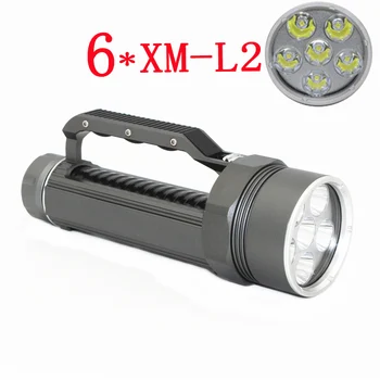Мощный 6 * XM-L2 тактический светодиодный фонарик для дайвинга, водонепроницаемый фонарь для подводного плавания, 6000 Люмен, 26650 факел, лампа Lanterna