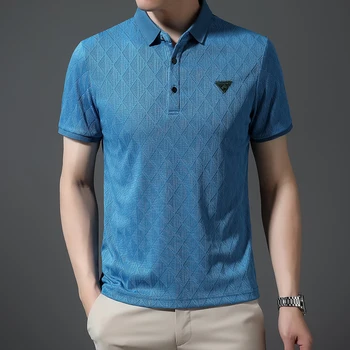 Мужская летняя новая футболка с отворотом 2023, мужская деловая повседневная футболка с коротким рукавом, мужская рубашка Поло, размер M-3XL