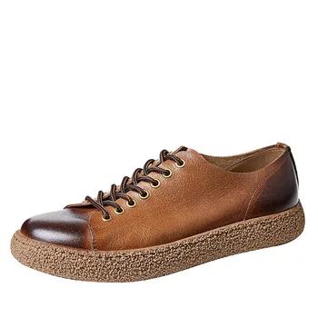Мужская обувь на шнуровке, повседневная обувь, Мужская Весенне-осенне-летняя обувь, Мужская Кожаная Оригинальная Высококачественная натуральная кожа из воловьей кожи