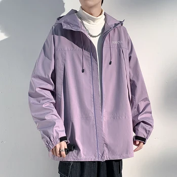 Мужская однотонная Свободная куртка Большого Размера 5XL для Кемпинга, Водонепроницаемая куртка, Модная мужская осенняя толстовка в стиле хип-хоп