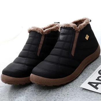 Мужские ботинки 2022, Плюшевая теплая зимняя обувь, мужские Противоскользящие водонепроницаемые Легкие Бархатные мягкие зимние ботинки для мужчин, Слипоны на платформе