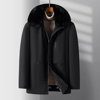 Мужские зимние куртки и пальто, зимний пуховик со съемным воротником, Теплое Высококачественное Новое мужское пальто на 90% Белом утином пуху, одежда