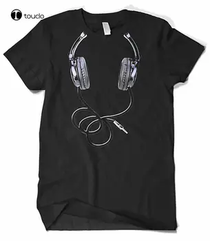 Мужские подвесные наушники большого размера, музыкальная футболка Dj, Летняя мужская хлопковая мужская одежда с коротким рукавом, концертные футболки Унисекс