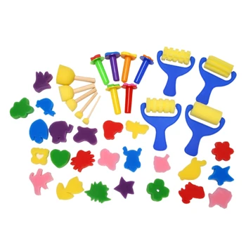 Набор кистей для рисования с цветочной губкой для раннего обучения, набор кистей для рукоделия для детей, Доставка компанией FBA