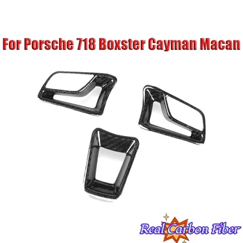 Накладка панели рулевого колеса из настоящего углеродного волокна для Porsche 718 Boxster 2016-2022 Cayman Macan 911 2014-2020