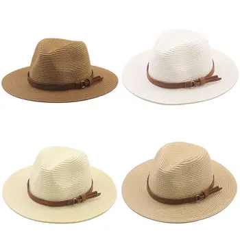Натуральная женская/Мужская защита от ультрафиолета, летняя пляжная соломенная шляпа, панама, фетровая шляпа, солнцезащитная кепка